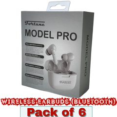 Fortune Model Pro True Wireless Bluetooth Earbuds – Bluetooth 5.0, IPX4 Sweat-Resistant – Pack of 6