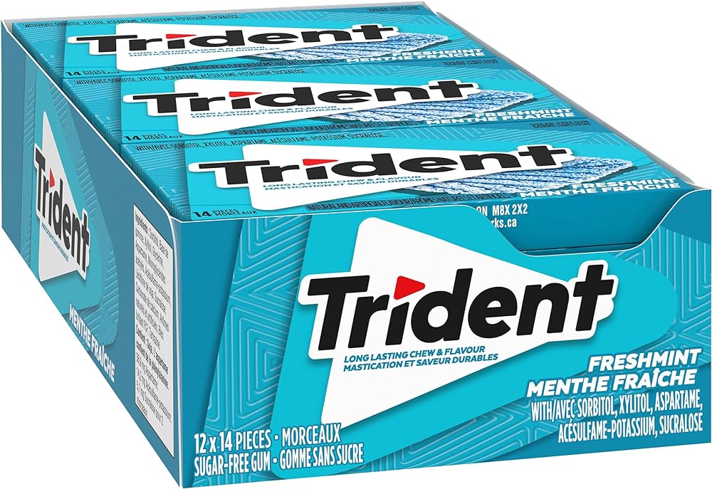 Trident Freshmint Sugar-Free Gum 12-Pack – Mint Chewing Gum Bulk Box