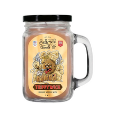 Beamer Trippy Wick Candle - Get Baked - 12oz orange candle with organic wooden wick in a glass jar