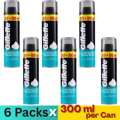 Gillette Sensitive Skin Shaving Foam 300ml – Pack of 6 Cans
