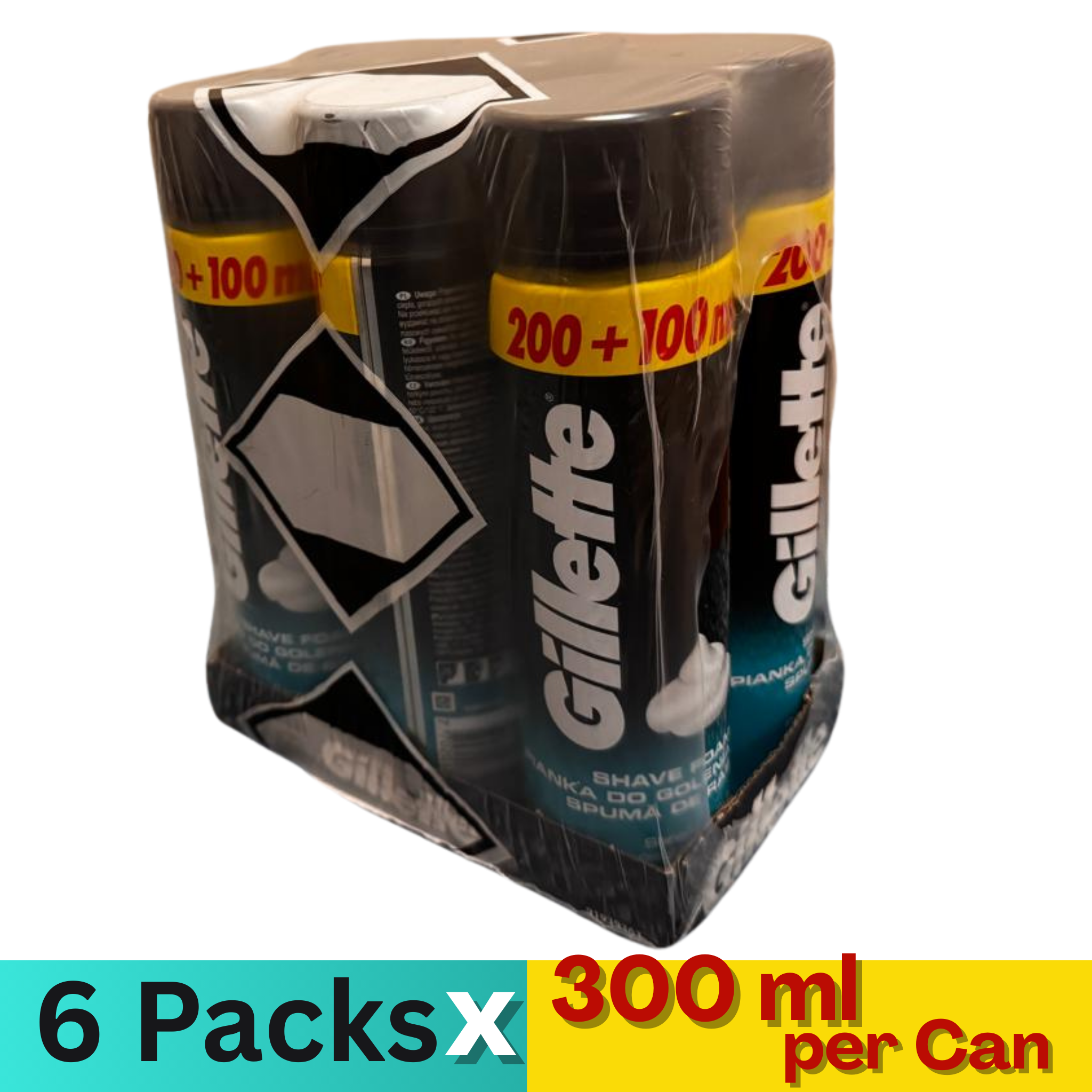 Gillette Sensitive Skin Shaving Foam 300ml – Pack of 6 Cans