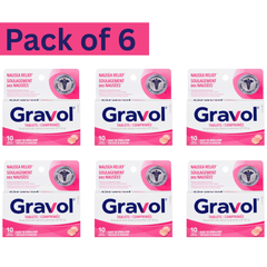Gravol Nausea Relief Easy to Swallow Tablets 50mg – Pack of 6