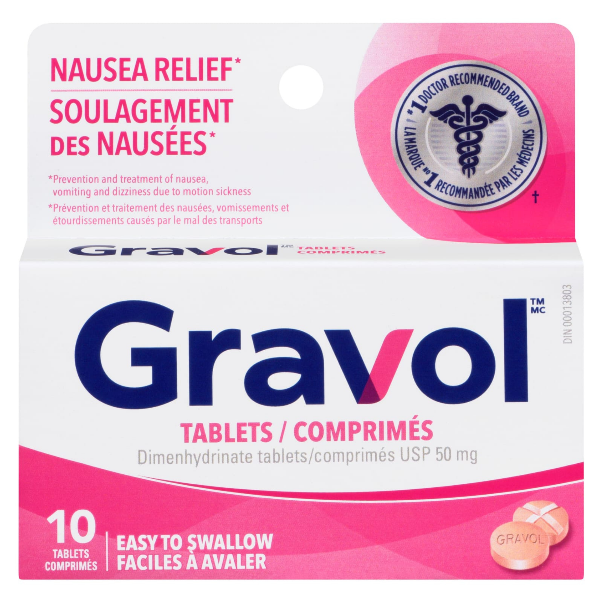 Gravol Nausea Relief Easy to Swallow Tablets 50mg – Pack of 6