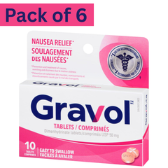Gravol Nausea Relief Easy to Swallow Tablets 50mg – Pack of 6