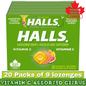 HALLS Mentho-Lyptus Cough Drops – Throat Relief Lozenges – 20 Packs of 9 per Tray | Multiple Flavours