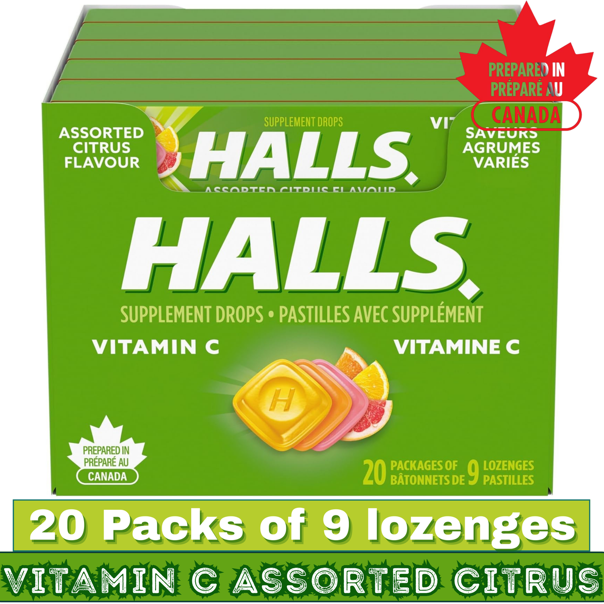 HALLS Mentho-Lyptus Cough Drops – Throat Relief Lozenges – 20 Packs of 9 per Tray | Multiple Flavours