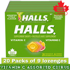 HALLS Mentho-Lyptus Cough Drops – Throat Relief Lozenges – 20 Packs of 9 per Tray | Multiple Flavours
