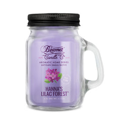 Hanna’s Lilac Forest scented smoke-killing candle in mason jar - 4oz.