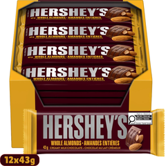 Hershey's Milk Chocolate with Almonds Bar — Pack of 12 × 43g