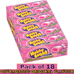 HUBBA BUBBA Outrageous Original Flavoured Bubble Gum – 5 Pieces per Pack – Pack of 18