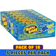 Hubba Bubba Sour Blue Raspberry Bubble Gum – 5 Pieces per Pack – Pack of 18