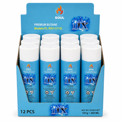 Soul FL-RG11 11X Refined Premium Butane Gas Lighter Refill, Universal Fill Tips, Ultra Refined for Torch and Pocket Lighters, 167 g / 300 ml (Box of 12)