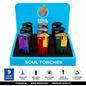 Soul Lighters Auto-Cap Triple-Jet Torch Lighter with cigar punch, 7 colours, 9-count