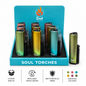 Soul Lighters Tri-Corner Single-Jet Torch Lighter, 9 metallic colours, 9-count display
