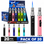 Soul Lighters Premium Steel-Nozzle Pen Torch Lighter, 5 colours, Pack of 20