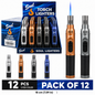 Soul Lighters Anodized Pen-Style Torch Lighter, continuous flame, 4 colours, Pack of 12