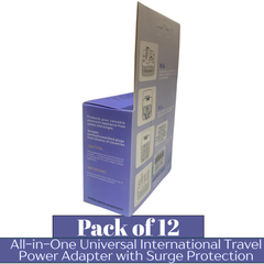 INTERNATIONAL All-iQn-One Universal Travel Power Adapter with Surge Protection – Worldwide Plug Converter for 150+ Countries | Pack of 12 | Item No. E-UA90144