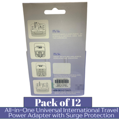 INTERNATIONAL All-iQn-One Universal Travel Power Adapter with Surge Protection – Worldwide Plug Converter for 150+ Countries | Pack of 12 | Item No. E-UA90144