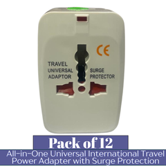 INTERNATIONAL All-iQn-One Universal Travel Power Adapter with Surge Protection – Worldwide Plug Converter for 150+ Countries | Pack of 12 | Item No. E-UA90144