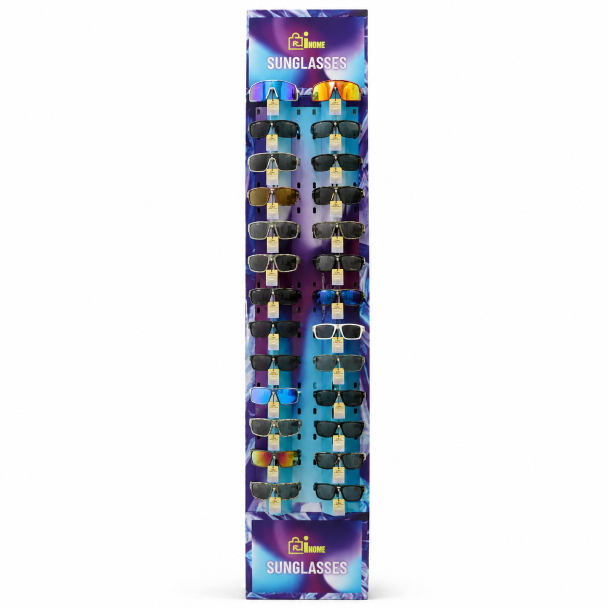 Inome 48 Piece Sunglasses Kit, 24 Styles, UV400 Protection, 195cm Floor Display Stand