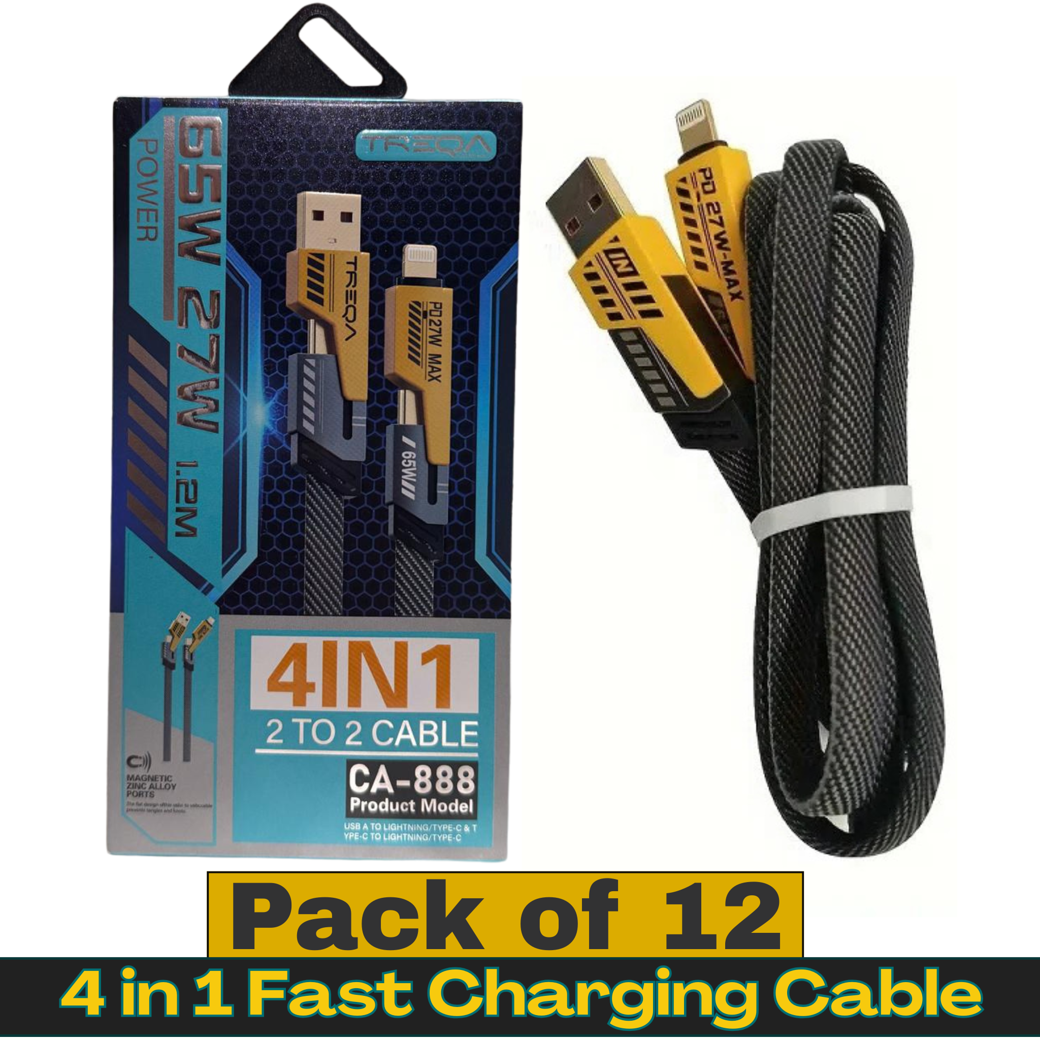 TREQA CA-888 4-in-1 fast charging cable 65W PD