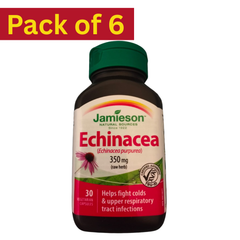 Jamieson Echinacea Purpurea 350mg – 30 Vegetarian Capsules Pack of 6 – Immune Support Supplement
