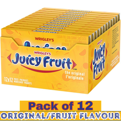 Juicy Fruit Original Fruit Flavoured Sugar-Free Chewing Gum – 12 Pieces per pack – Pack of 12