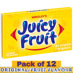 Juicy Fruit Original Fruit Flavoured Sugar-Free Chewing Gum – 12 Pieces per pack – Pack of 12