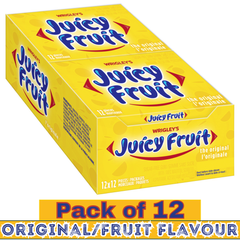 Juicy Fruit Original Fruit Flavoured Sugar-Free Chewing Gum – 12 Pieces per pack – Pack of 12