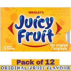 Juicy Fruit Original Fruit Flavoured Sugar-Free Chewing Gum – 12 Pieces per pack – Pack of 12