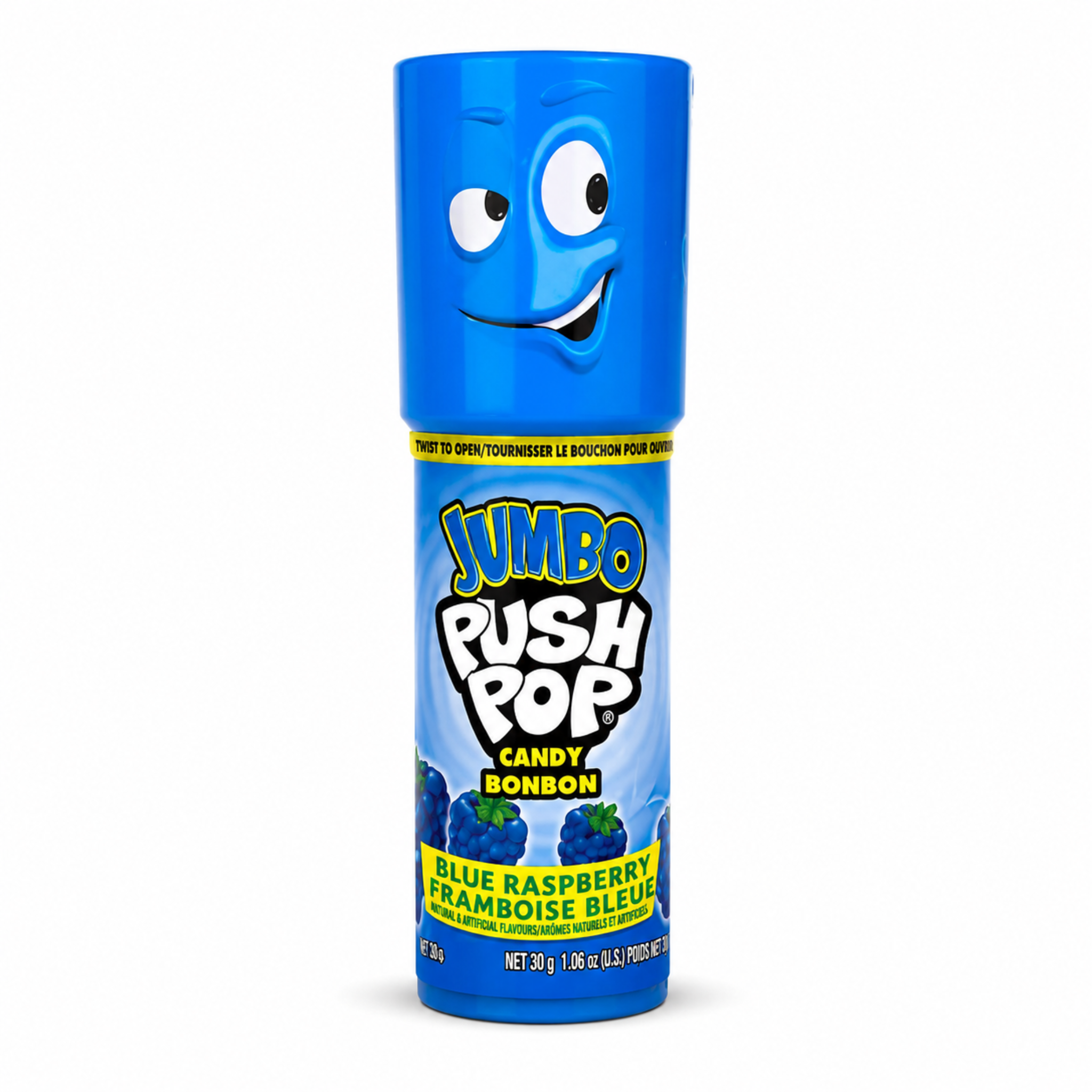 Jumbo Push Pop Candy, 5 Flavours Twist Cap Lollipop, 30g, 18 Count Display Box