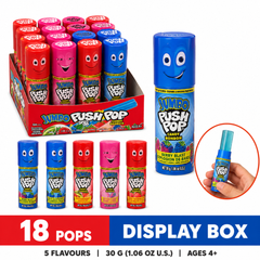 Jumbo Push Pop Candy, 5 Flavours Twist Cap Lollipop, 30g, 18 Count Display Box