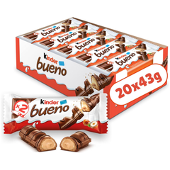Kinder Bueno Milk Hazelnut Wafer Bars — Pack of 12 × 43g (2 Bars per pack)