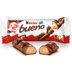 Kinder Bueno Milk Hazelnut Wafer Bars — Pack of 12 × 43g (2 Bars per pack)