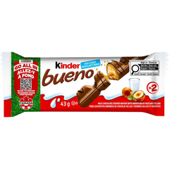 Kinder Bueno Milk Hazelnut Wafer Bars — Pack of 12 × 43g (2 Bars per pack)