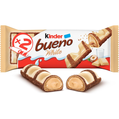 Kinder Bueno White Hazelnut Wafer Bars — Pack of 20 × 39g (2 Bars per pack)