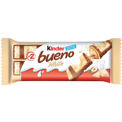 Kinder Bueno White Hazelnut Wafer Bars — Pack of 20 × 39g (2 Bars per pack)