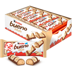 Kinder Bueno White Hazelnut Wafer Bars — Pack of 20 × 39g (2 Bars per pack)
