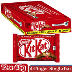 Kit Kat 4-Finger Single Milk Chocolate Wafer Bar — Pack of 12 × 45g