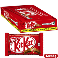 Kit Kat 4-Finger Single Milk Chocolate Wafer Bar — Pack of 12 × 45g