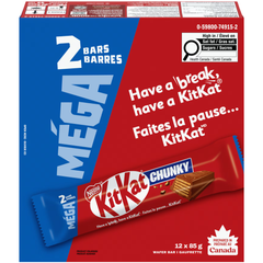 Kit Kat Chunky Mega Milk Chocolate Wafer Bars — Pack of 12 × 85g (2 Bars per pack)