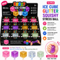 Krazy Ice Cube Glitter Squishy Stress Ball, Soft Stretch Fidget Toy, 12 Piece Display Box