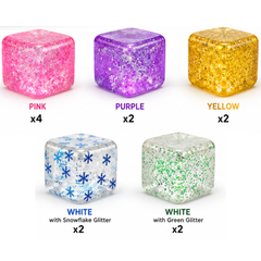 Krazy Ice Cube Glitter Squishy Stress Ball, Soft Stretch Fidget Toy, 12 Piece Display Box