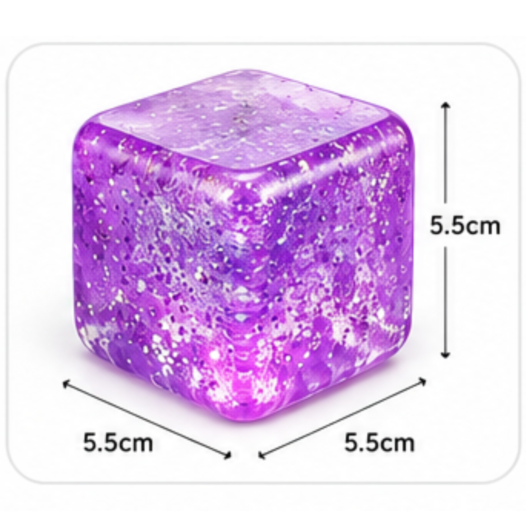 Krazy Ice Cube Glitter Squishy Stress Ball, Soft Stretch Fidget Toy, 12 Piece Display Box