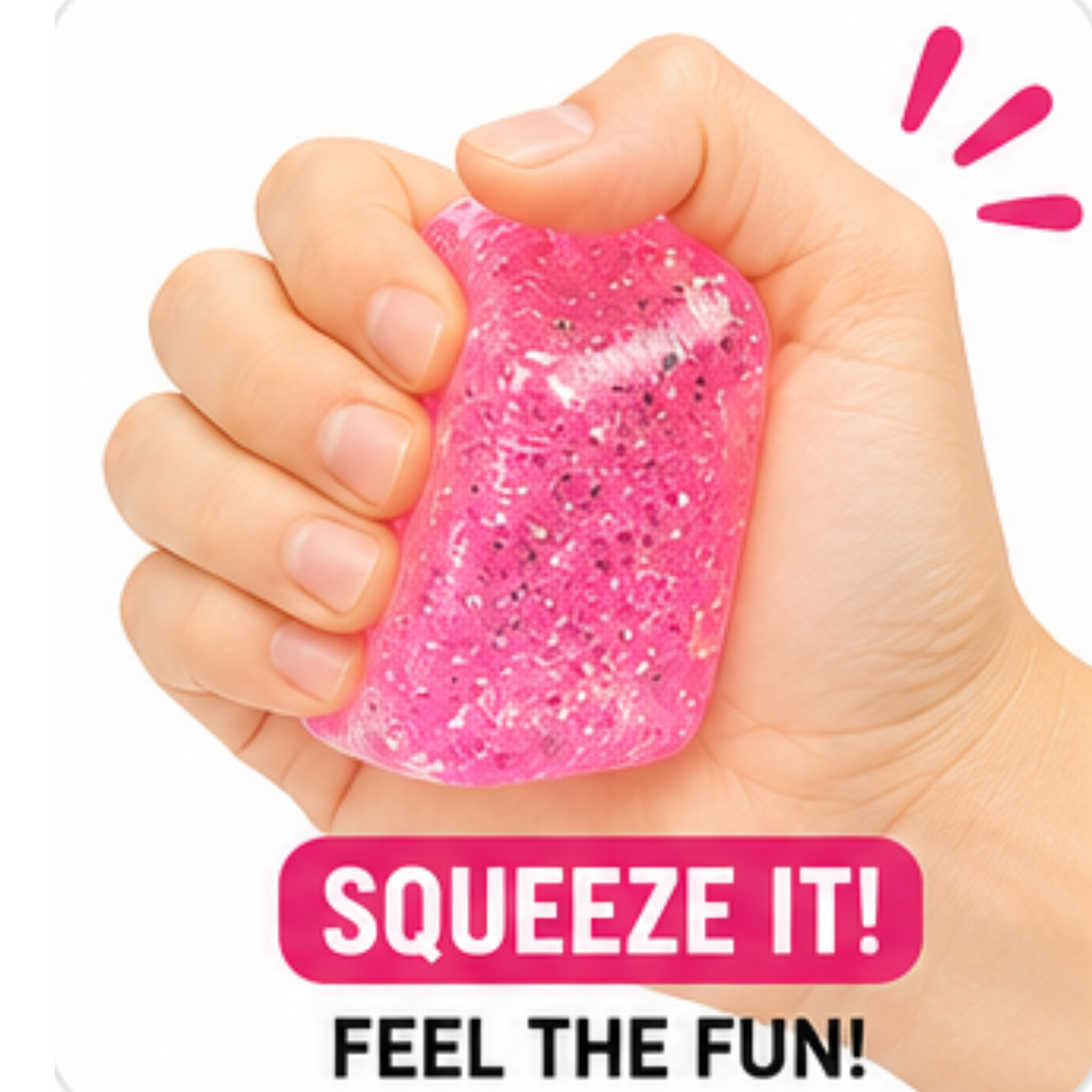 Krazy Ice Cube Glitter Squishy Stress Ball, Soft Stretch Fidget Toy, 12 Piece Display Box