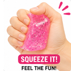 Krazy Ice Cube Glitter Squishy Stress Ball, Soft Stretch Fidget Toy, 12 Piece Display Box