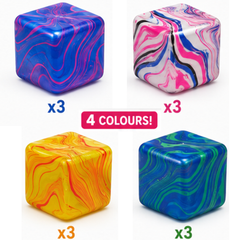 Krazy Ice Cube Tie-Dye Squishy Stress Ball, Marble Swirl Fidget Toy, 12 Piece Display Box