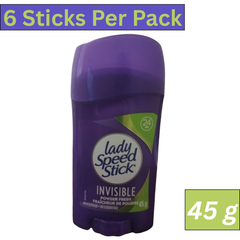 Lady Speed Stick Invisible Powder Fresh Antiperspirant Deodorant for Women 45g Stick Pack of 6
