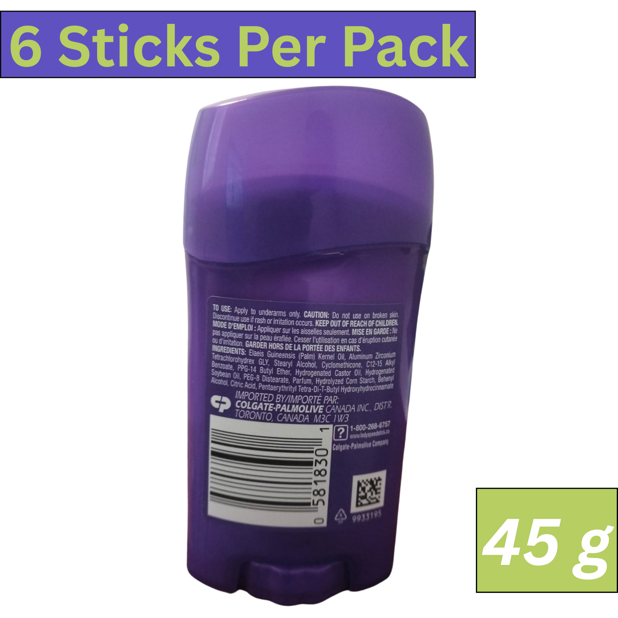 Lady Speed Stick Invisible Powder Fresh Antiperspirant Deodorant for Women 45g Stick Pack of 6