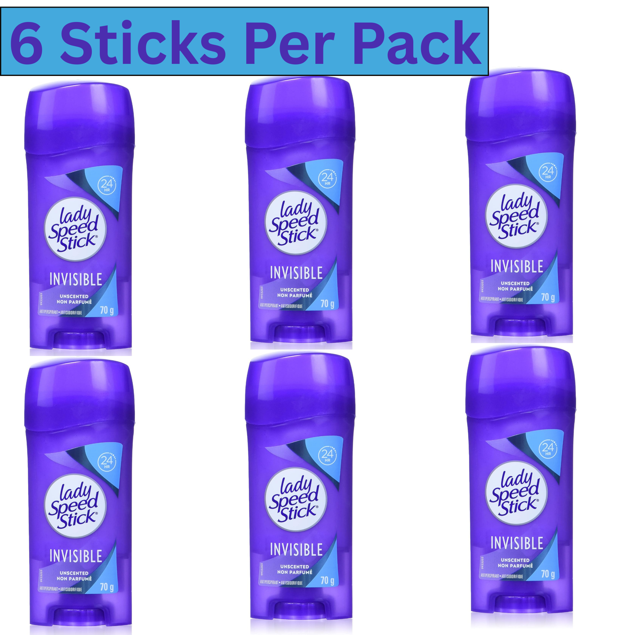 Lady Speed Stick Invisible Unscented Deodorant 70g Pack of 6